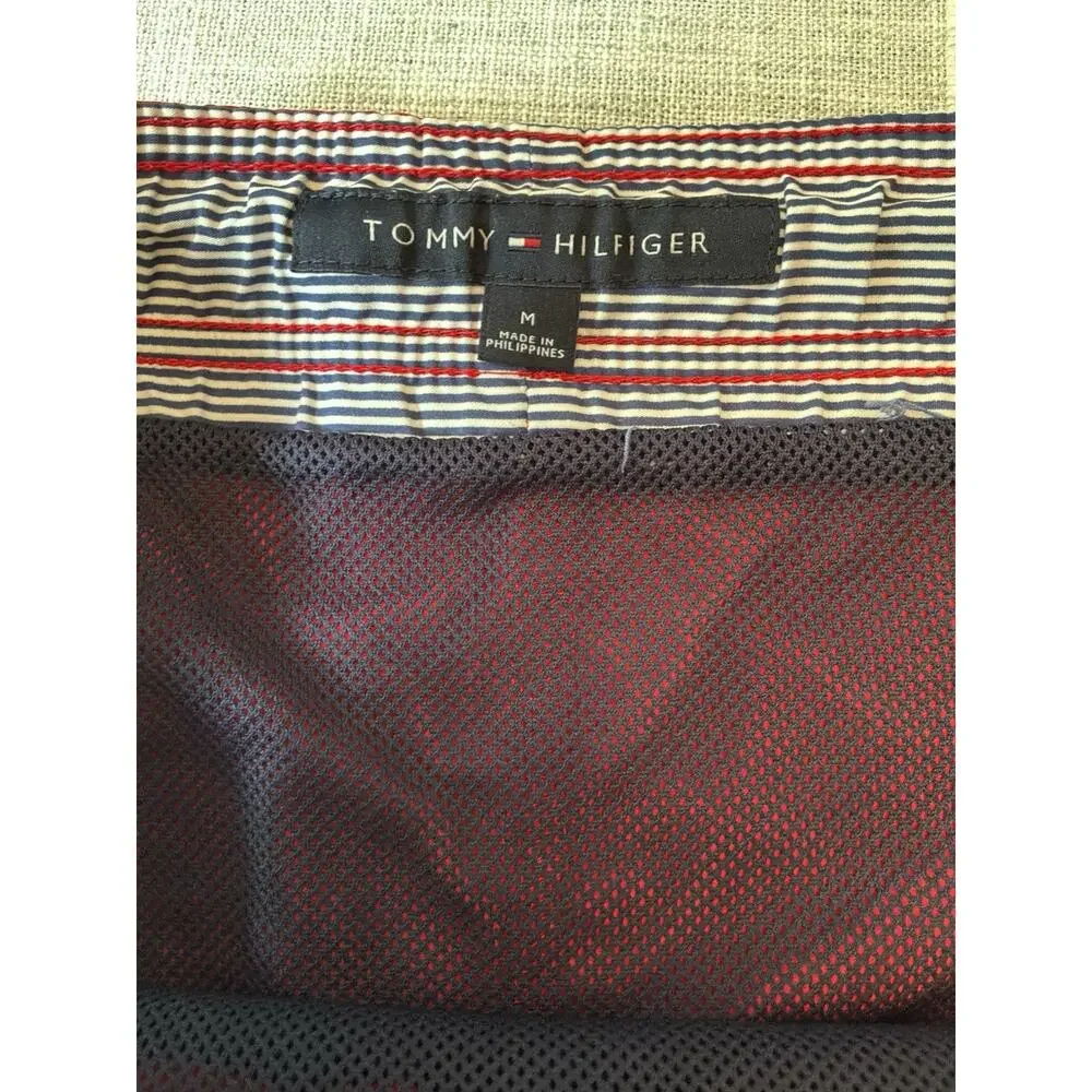 Tommy Hilfiger Swim Trunks Mens M Red Mesh Lined Drawstring Preppy Streetwear‎
